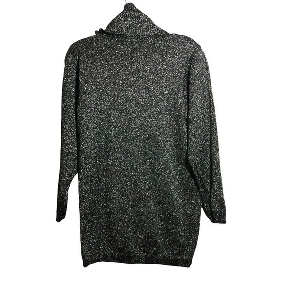 Jeanne Pierre Wool Sweater Lambswool Jumper Women Size M Cowl Mock Metallic Y2K - Picture 2 of 12